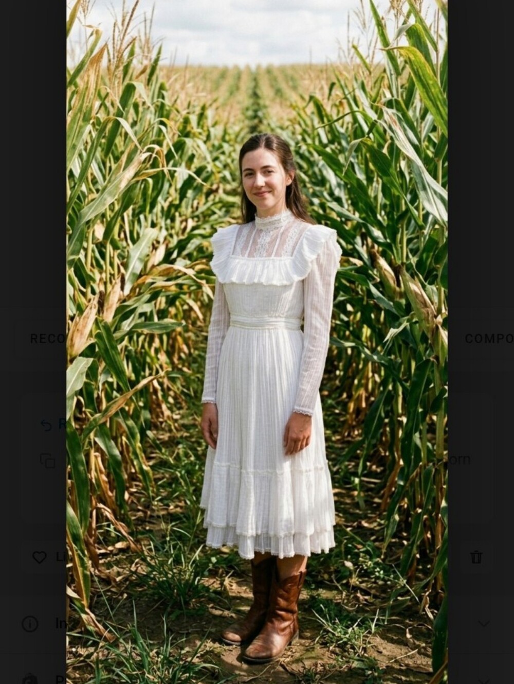 Gunne Sax White Victorian Lace & Ruffle Midi Dress
